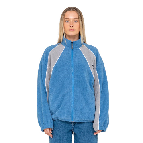 Rusty Two Tides Zip Through Sherpa Fleece Womens in Blue Grey