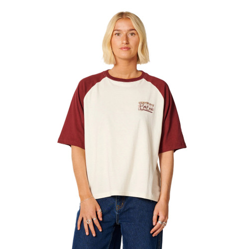 Rip Curl Bells Beach Raglan Tee Womens in Bone