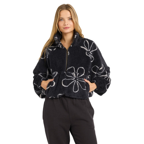 Billabong Good Life Half Zip Crew Womens in Black Sands