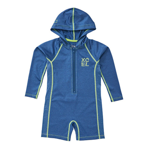 Xcel Toddler Premium Stretch Long Sleeve Front Zip Hooded Springsuit in Faint Blue