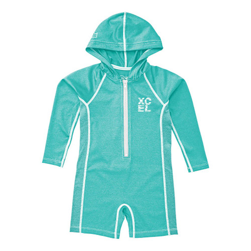 Xcel Toddler Premium Stretch Long Sleeve Front Zip Hooded Springsuit in Pistachio