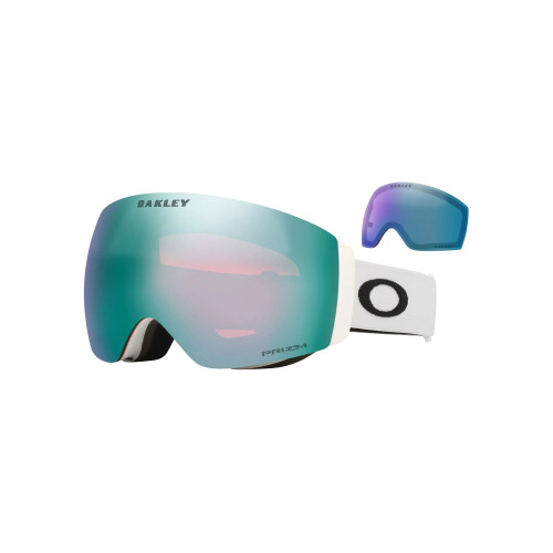 Oakley Flight Deck M Pro Goggle in Matte White Prizm Sapphire Iridium +Prizm Iced Iridium