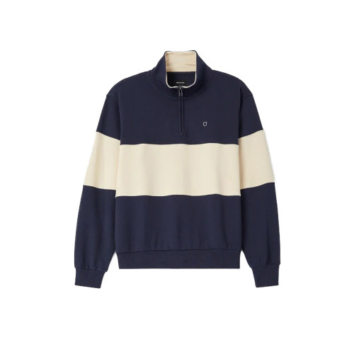Brixton Danville Quarter Zip Fleece Mens in Navy Whitecap