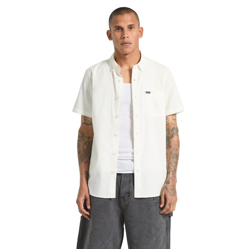 Brixton Sanford Oxford Short Sleeve Shirt Mens in Off White