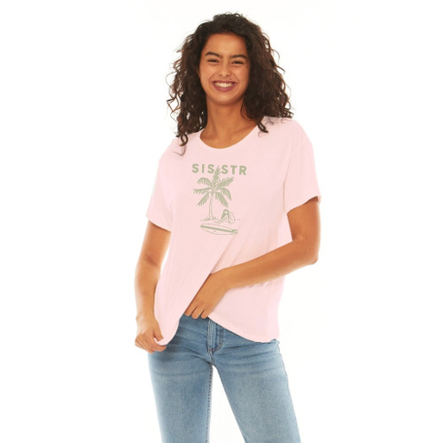 Sisstrevolution Lay Day Knit Tee Womens in Pink Glow