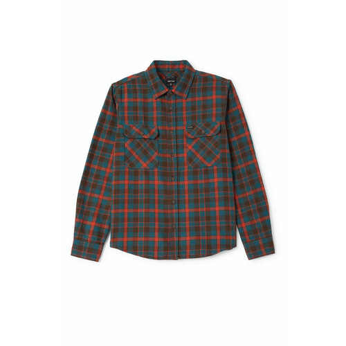 Brixton Bowery Flannel Shirt Mens in Walnut Brown Ultra Marine