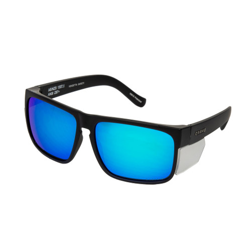 Carve Vendetta Sunglasses in Safety Matte Black Polarised Grey Blue Iridium