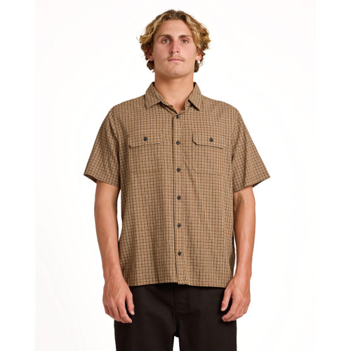 Volcom Revel Short Sleeve Shirt Mens in Earth