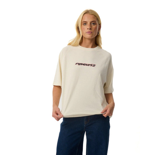 Rip Curl Sunset Beach Raglan Boxy Tee Womens in Bone