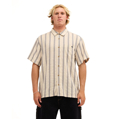 Billabong Sundays Jacquard Short Sleeve Shirt Mens in Oatmeal