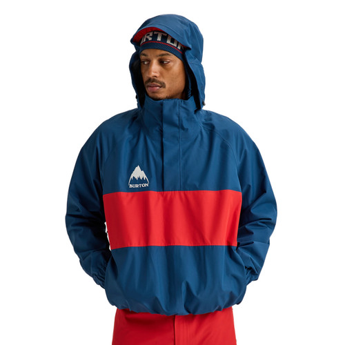 Burton 50/50 80s Powdershell 3L Jacket Mens in Selvedge Blue Performer Red