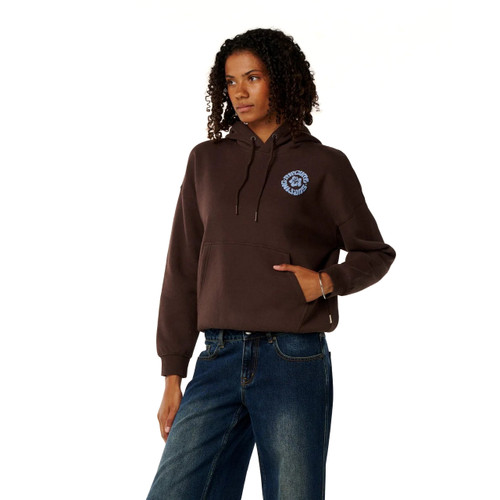Rip Curl Surf Puff Relaxed Hoodie Womens in Brown