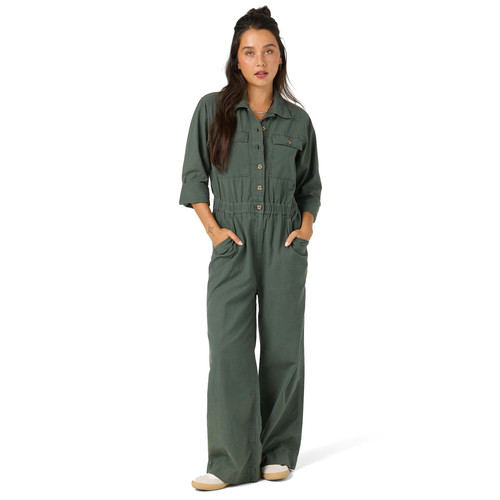 Oneill Faye Long Sleeve Jumpsuit Womens in Hunter Green