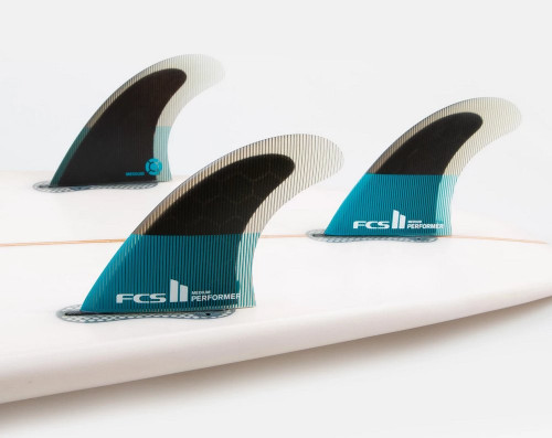 FCS II Performer PC XS Thruster Fin Set in Teal Black