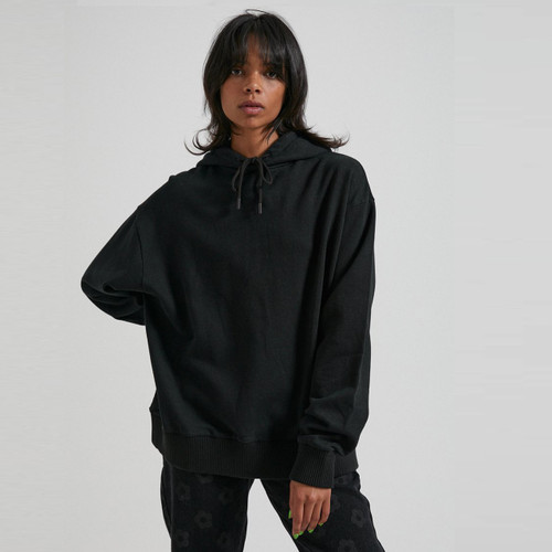 Afends THC Unisex Hemp Oversized Pull On Hoodie in Black