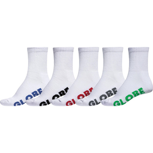 Globe Stealth Crew Sock 5 Pack Boys in White