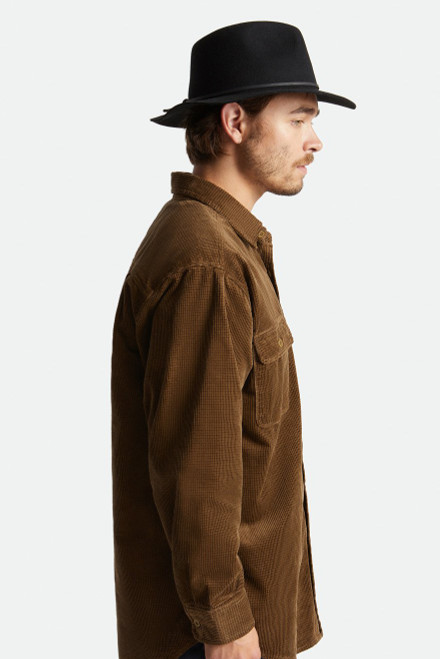 Brixton Wesley Fedora Hat in Black 