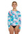 Oneill Bahia Long Sleeve Zip Through Rashvest Girls in Wavedye Seafoam