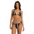 Roxy Beach Classics Mod Tiki Tri Bikini Top Womens in Anthracitehibiscusreal Stripes