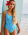 Roxy Flaura Bico One Piece Swim Girls in Malibu Blue Flaura