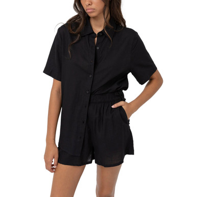 Rhythm Classic Lounge Shirt Womens in Black
