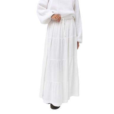 Rhythm Classic Tiered Maxi Skirt Womens in White