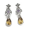 Sterling Silver Marcasite, Citrine and Amethyst Earrings