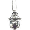 Sterling Silver Ancient Roman Glass w/Pearls and Amethyst Pendant