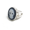 Sterling Silver Blue Agate Skull Ring