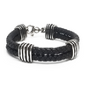 Sterling Double Black Leather Bracelet