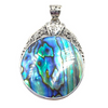 Sterling silver pendant with a colorful, Abalone stone and beautiful filigree work on top.