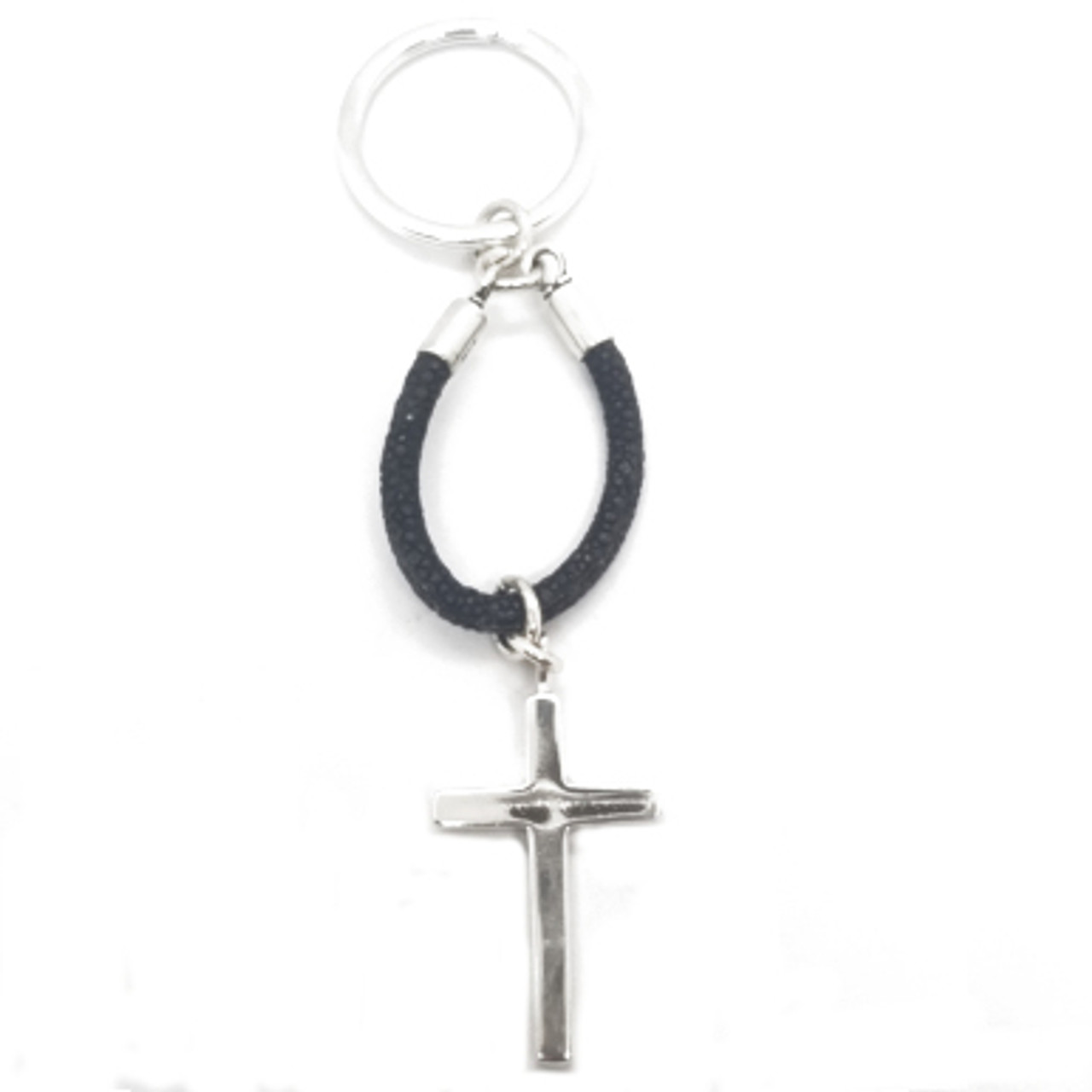 Sterling Silver Stingray Cross Keychain