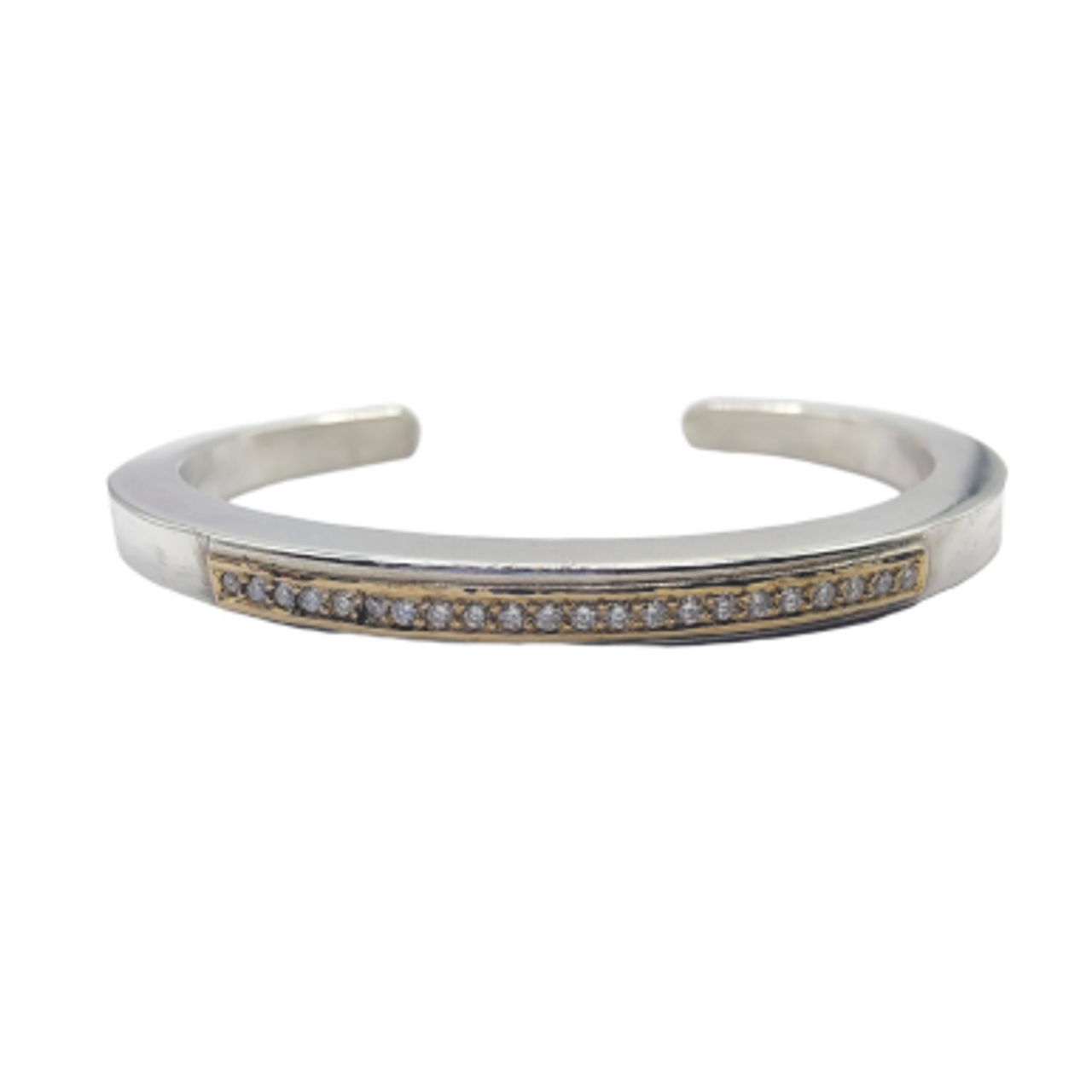 Monica Vinader Silver Linear Solo Small Diamond Cuff Bracelet | Liberty