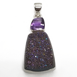 Sterling Silver Druzy Pendant with Amethyst