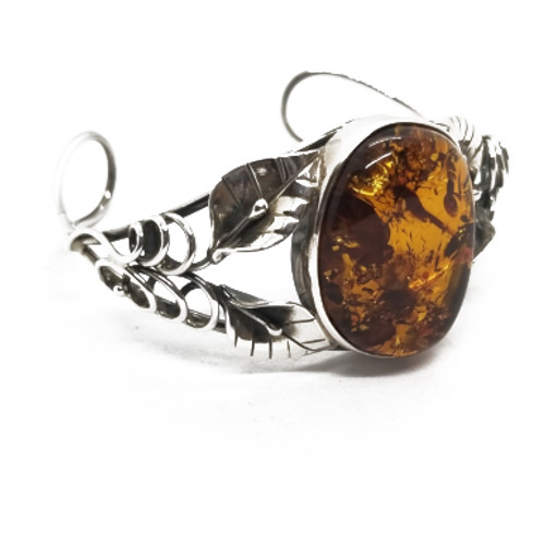 Sterling Silver Baltic Amber Cuff