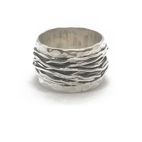 Sterling Silver Crushed Can Ring