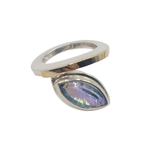 Sterling Silver and 14KY Mystic Topaz Ring