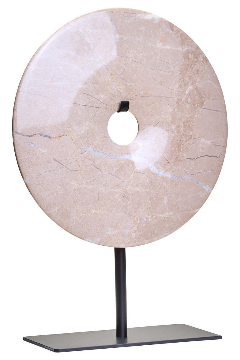 Zoro Small Cream Marble Round Dia 20cm Disc Sculpture-Premier