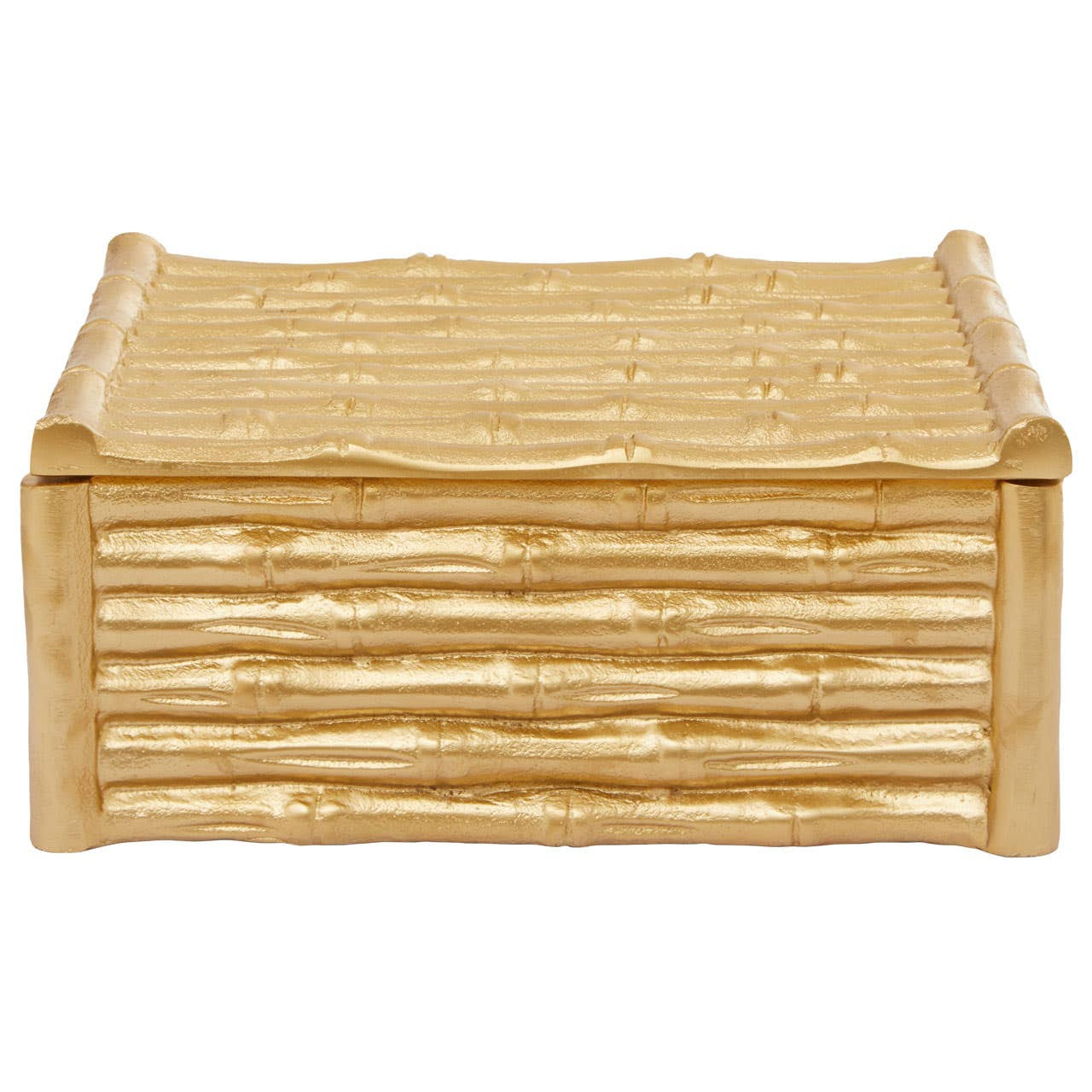 Hiba Large Gold Finish Bamboo Effect Trinket Box-Premier Housewares
