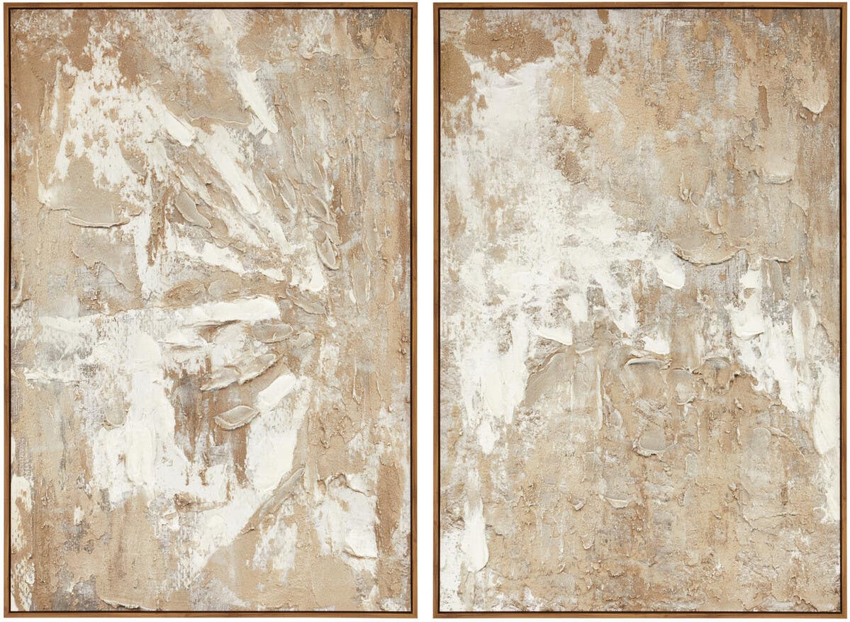 Astratto Set of 2 Neutral Hued Textured Wall Art-Premier Housewares