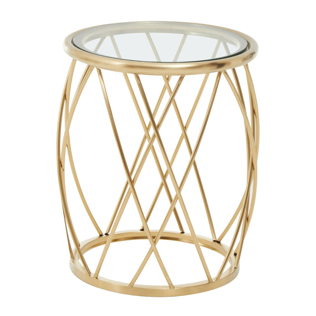 Ackey Table Ackley Gold Round Side Table with Clear Glass-Premier Housewares