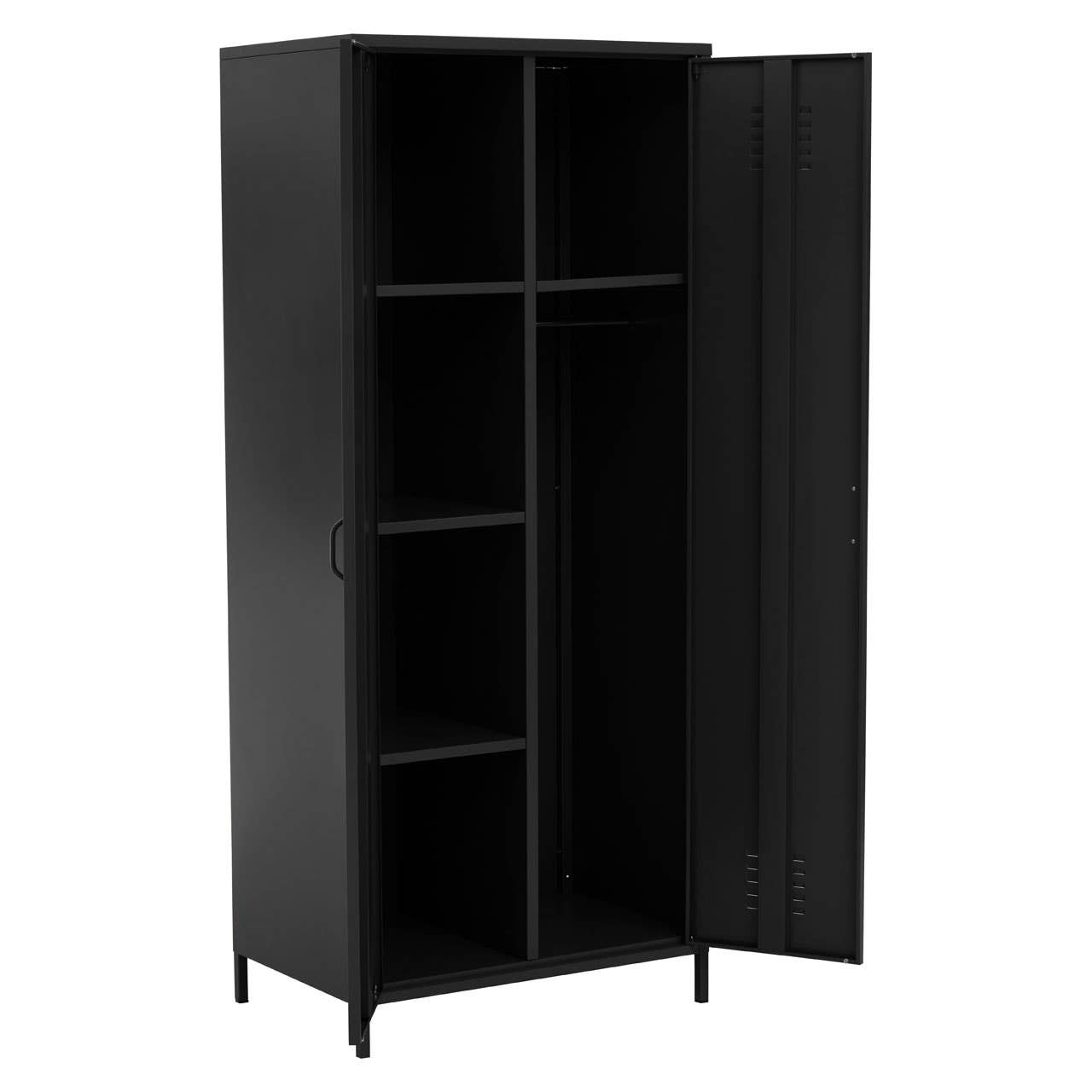 Academy Black Two Door Locker Style Wardrobe-Premier Housewares
