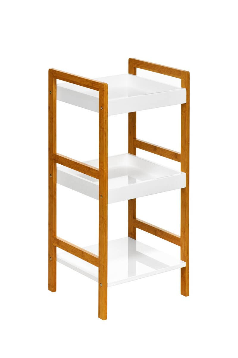 3-Tier White Bathroom Shelf Unit - MDF Storage Rack For Towels, Books & Decor
