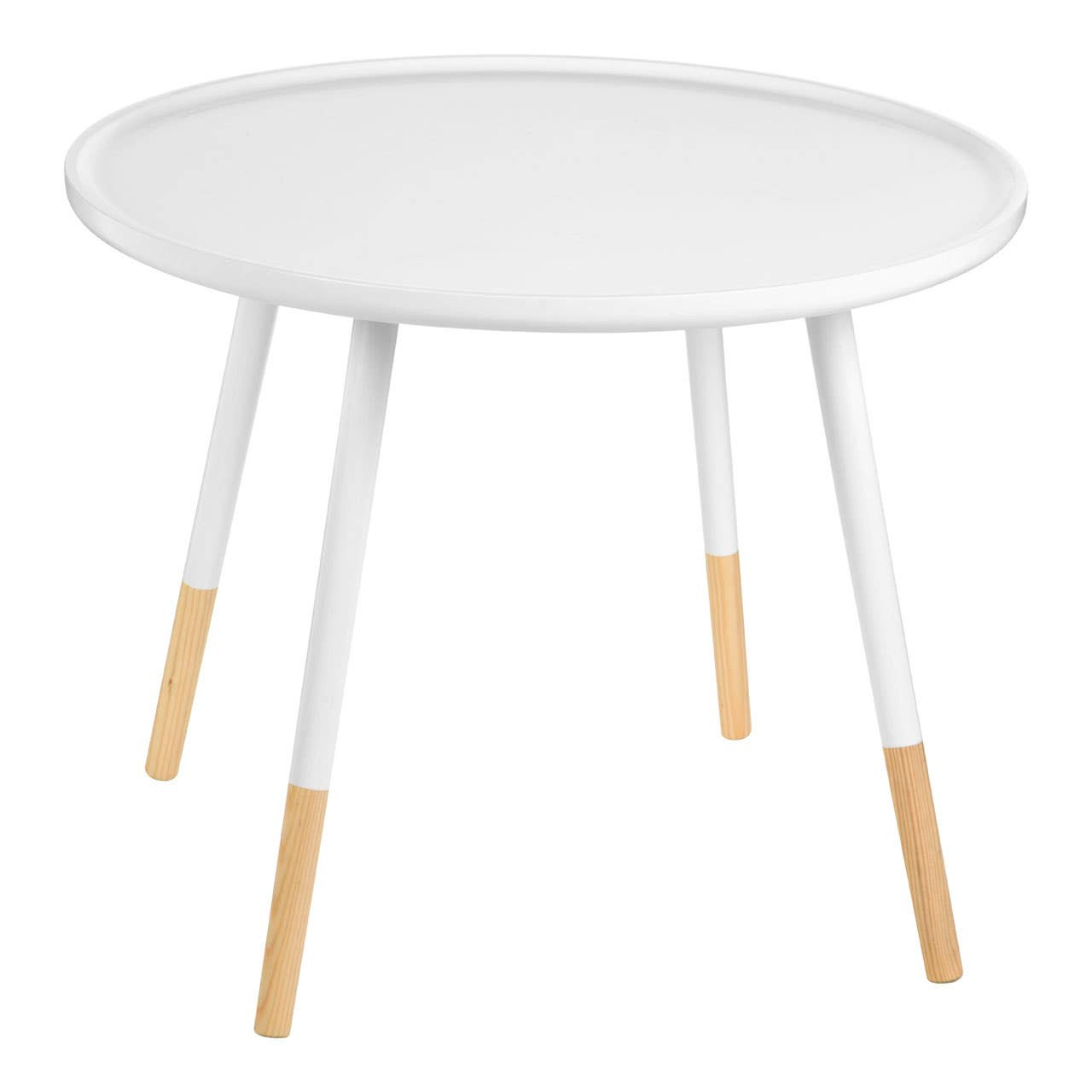 Viborg White And Natural Small Round Side Table-Premier Housewares