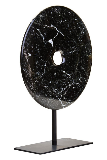 Salmo Small Black Marble Round Disc Sculpture