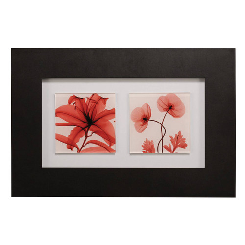 Red Poppy Glass Framed Double Wall Art