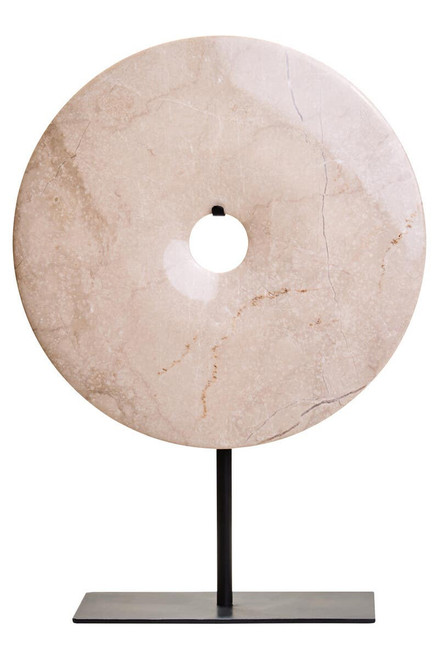 Zoro Medium Cream Marble Round Disc Sculpture