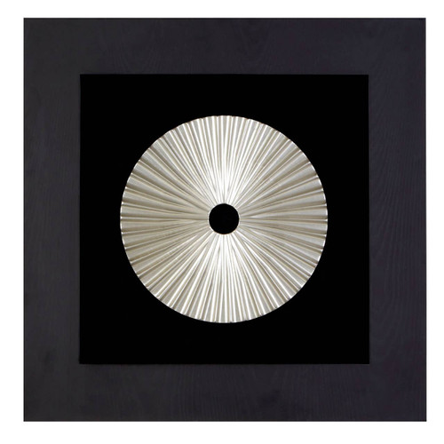 Framed Silver MDF Round Fan Carving Wall Art