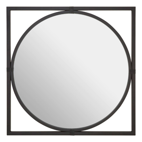 Jair Black Metal Frame Square Wall Mirror