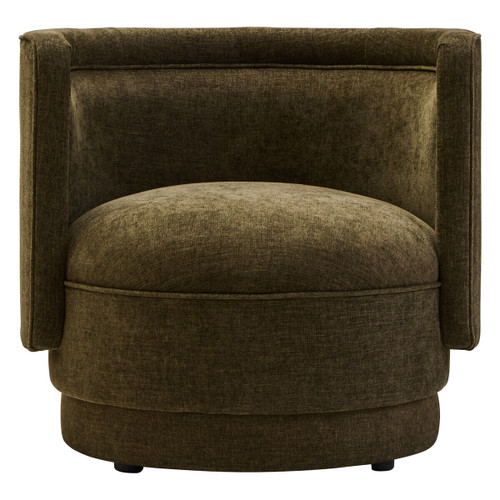 Drake Forest Green Chenille Curved Chair